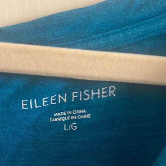 ✨Eileen Fisher Ballet Neck Button Back Crop Teal Sz Large Top✨ - Picture 6 of 7